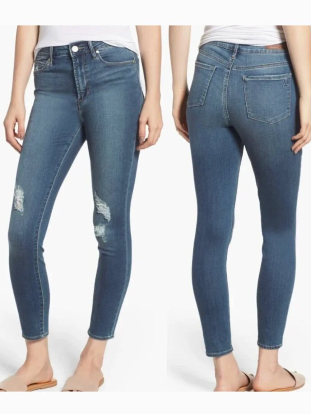 ARTICLES OF SOCIETY Heather High Rise Ripped Crop Skinny Jeans Dark Wash Cropped